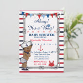 Nautical Baby shower Invitation, Baby shower Kaart (Staand voorkant)