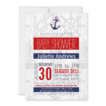 Nautical Baby shower Invitation, Boy Blue Ahoy
