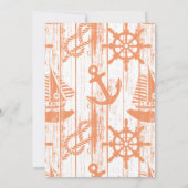 Nautical Baby shower Invitation, Boy Blue Oranje Kaart (Achterkant)