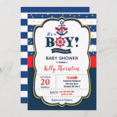 Nautical Baby shower Invitation Boy Kaart (Voorkant / Achterkant)