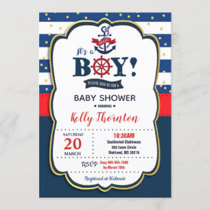 Nautical Baby shower Invitation Boy Kaart