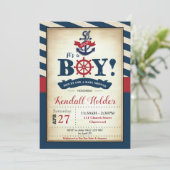  Nautical Baby shower Invitation Boy Kaart (Staand voorkant)
