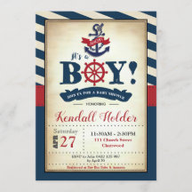  Nautical Baby shower Invitation Boy