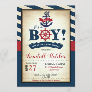 Nautical Baby shower Invitation Boy Kaart