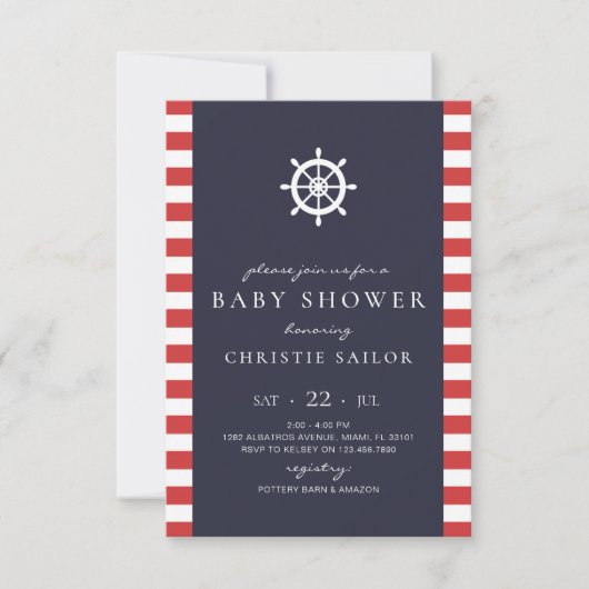 Nautical Baby shower Invitation Card Kaart (Voorkant)