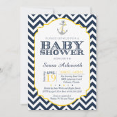 Nautical Baby shower Invitation, Chevron yellow Kaart (Voorkant)