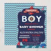 Nautical Baby shower Invitation for a Boy Kaart (Voorkant / Achterkant)
