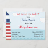 Nautical Baby shower Invitation for Girl Kaart (Achterkant)