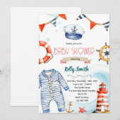 Nautical baby shower invitation kaart (Voorkant / Achterkant)