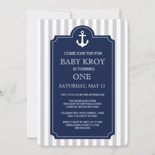 Nautical Baby shower Invitation Kaart (Voorkant)