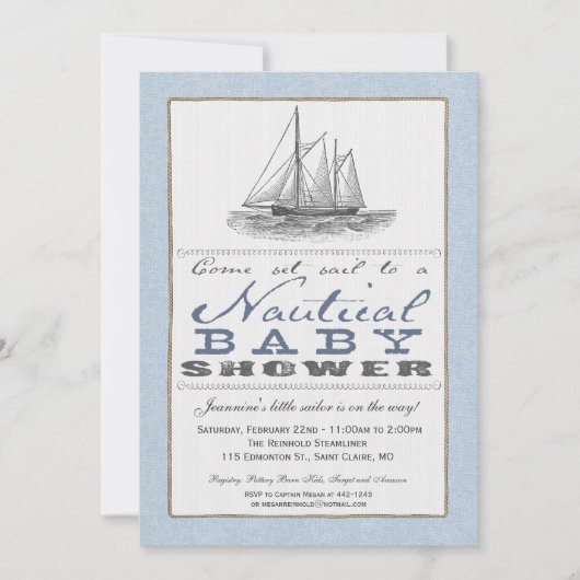 Nautical Baby shower Invitation Kaart (Voorkant)