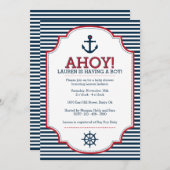 Nautical Baby shower Invitation Kaart (Voorkant / Achterkant)