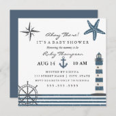 Nautical Baby shower Invitation Kaart (Voorkant / Achterkant)