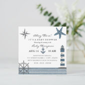 Nautical Baby shower Invitation Kaart (Staand voorkant)