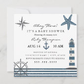 Nautical Baby shower Invitation Kaart (Voorkant)
