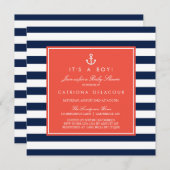 Nautical Baby shower Invitation Kaart (Voorkant / Achterkant)