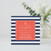 Nautical Baby shower Invitation Kaart (Staand voorkant)