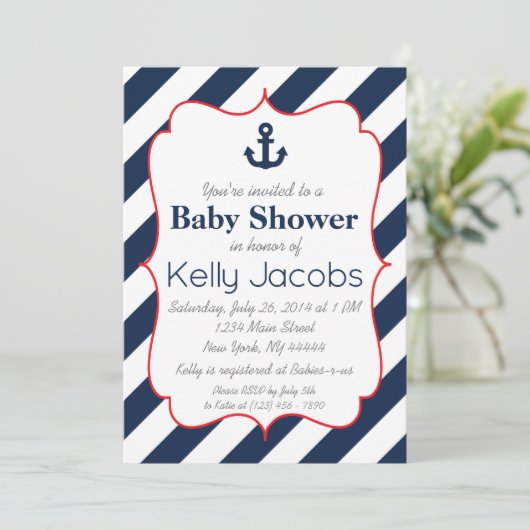 Nautical Baby shower Invitation Kaart (Staand voorkant)