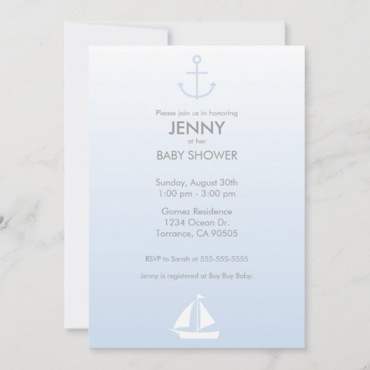 Nautical Baby shower Invitation Kaart (Voorkant)