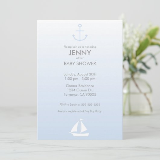 Nautical Baby shower Invitation Kaart (Staand voorkant)