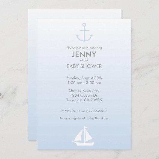Nautical Baby shower Invitation Kaart (Voorkant / Achterkant)