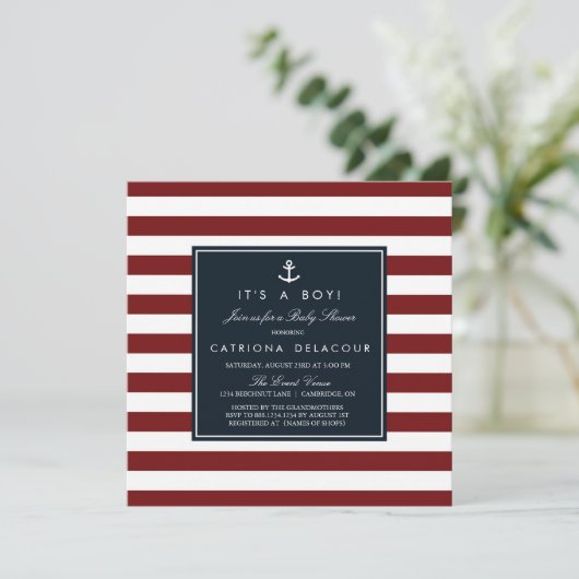 Nautical Baby shower Invitation Kaart (Staand voorkant)