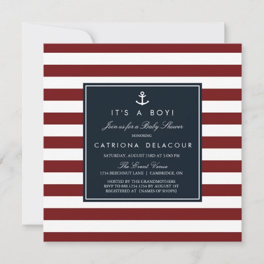 Nautical Baby shower Invitation Kaart (Voorkant)