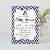 Nautical Baby shower Invitation Kaart (Staand voorkant)