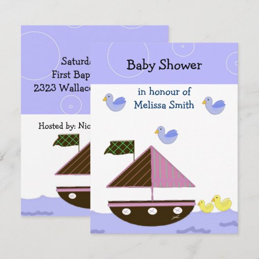 Nautical Baby shower Invitation Kaart (Voorkant / Achterkant)
