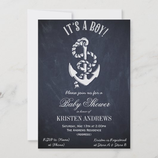 Nautical Baby shower Invitation Kaart (Voorkant)