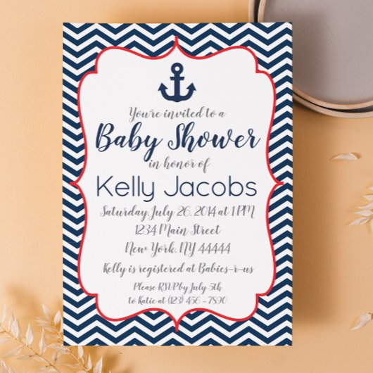 Nautical Baby shower Invitation Kaart