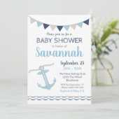 Nautical Baby shower Invitation Kaart (Staand voorkant)