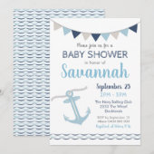 Nautical Baby shower Invitation Kaart (Voorkant / Achterkant)