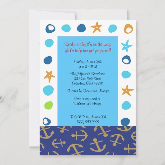 Nautical Baby shower Invitation Kaart (Voorkant)