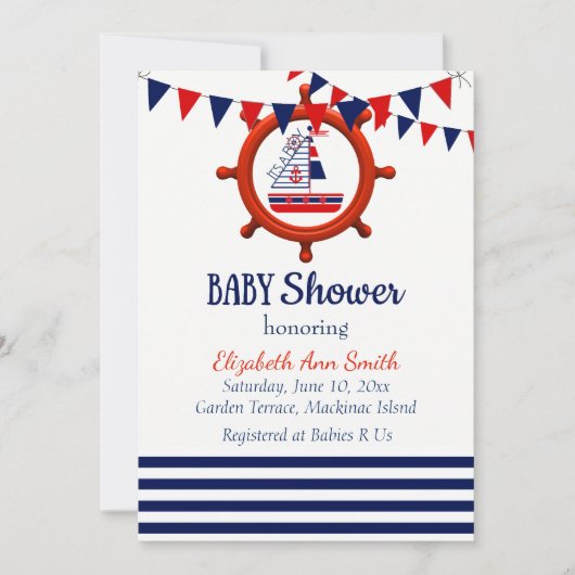 Nautical Baby shower Invitation Kaart (Voorkant)