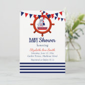 Nautical Baby shower Invitation Kaart (Staand voorkant)