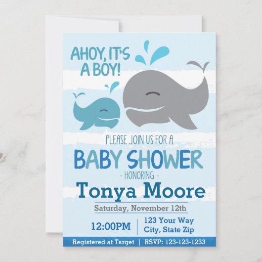 Nautical Baby shower Invitation Kaart (Voorkant)