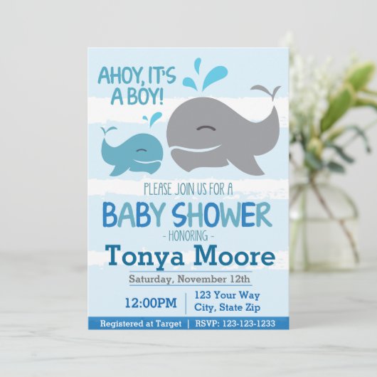 Nautical Baby shower Invitation Kaart (Staand voorkant)