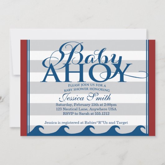 Nautical Baby shower Invitation Kaart (Voorkant)