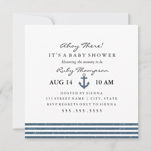 Nautical Baby shower Invitation Kaart (Voorkant)