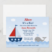 Nautical Baby shower Invitation Kaart (Voorkant / Achterkant)