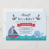 Nautical Baby shower Invitation Navy Red en Blue Kaart (Voorkant)