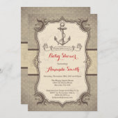 Nautical Baby shower Invitation  Retro Kaart (Voorkant / Achterkant)