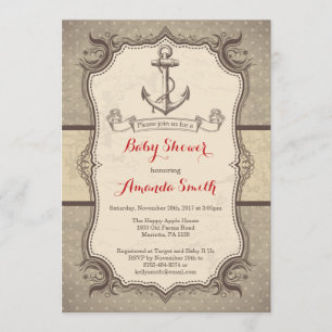 Nautical Baby shower Invitation  Retro Kaart