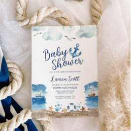Nautical Baby shower Invitation Waterverf Kaart