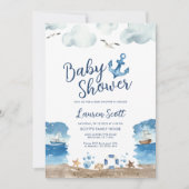 Nautical Baby shower Invitation Waterverf Kaart (Voorkant)