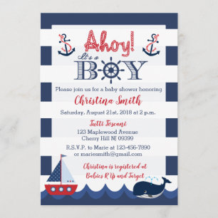 Nautical Baby Shower Invitations Boy Kaart