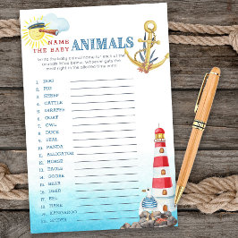 Nautical Baby shower Name the Baby Animals Game
