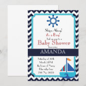 Nautical baby shower nodig voor jongen kaart (Voorkant / Achterkant)