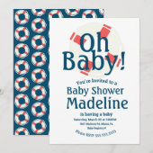 Nautical Baby shower Oh Baby Ocean Invitation Kaart (Voorkant / Achterkant)